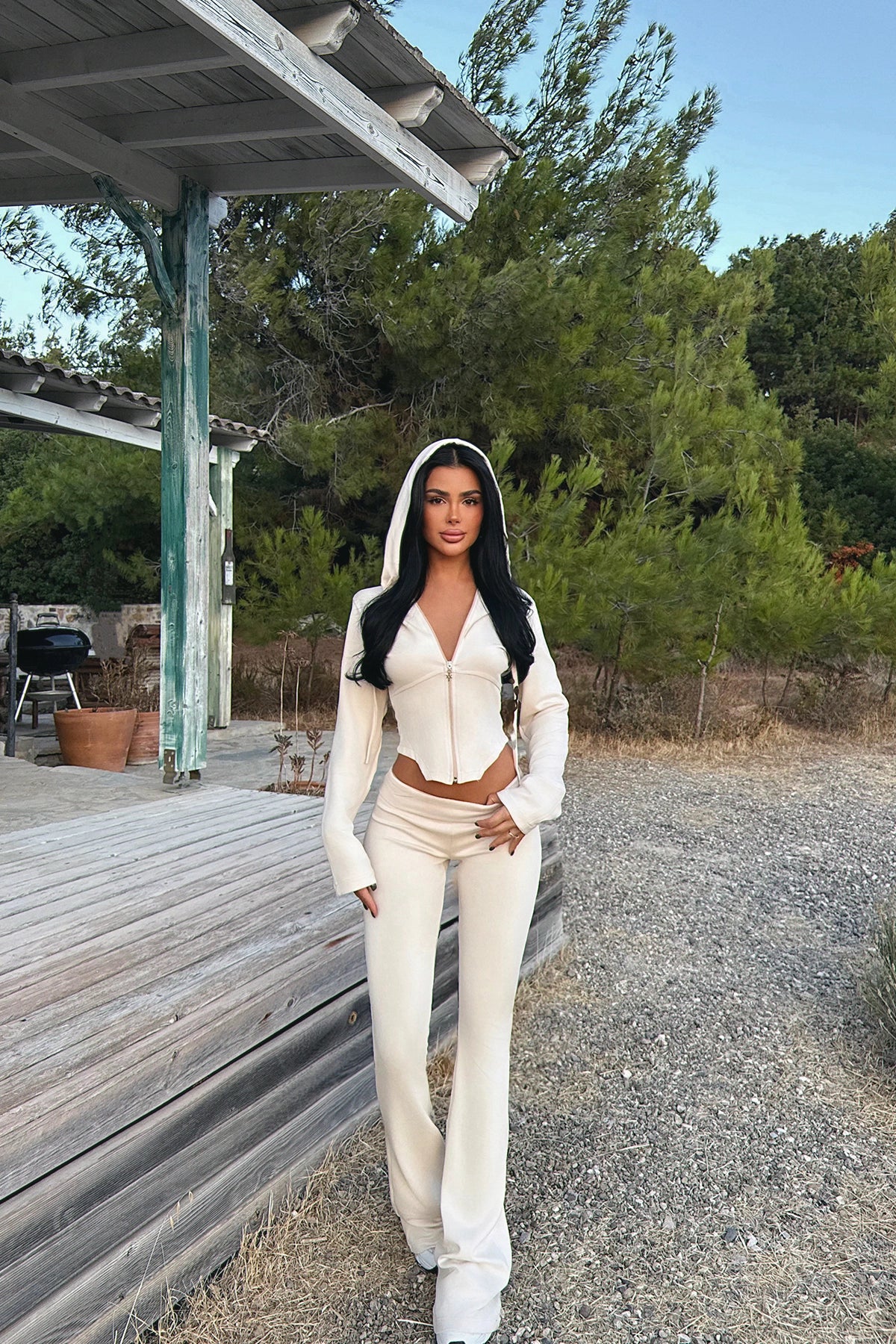 Bej Pointelle Tracksuit Takım