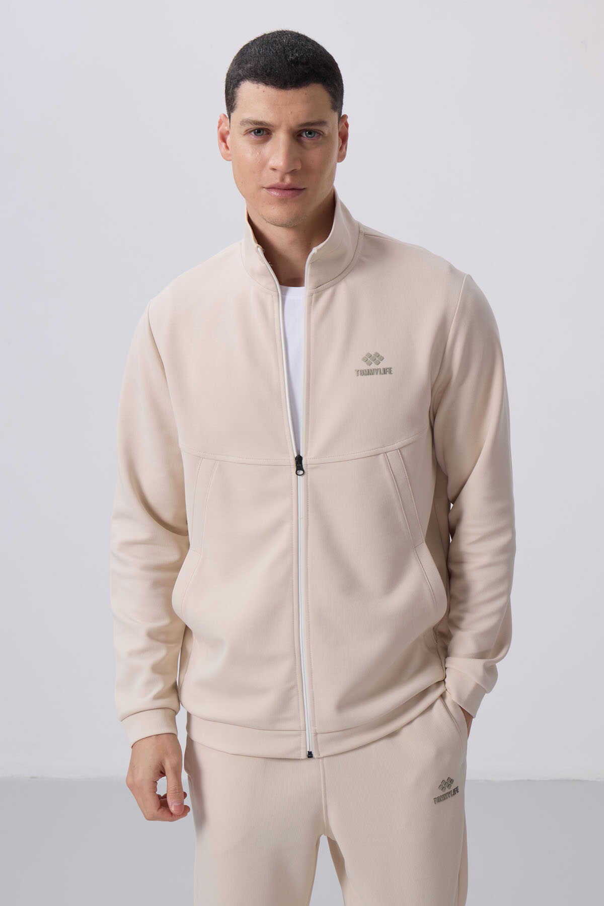 Tommylife Toptan Yüzeyi Dokulu Rahat Form Erkek Eşofman Takım 85273 Bej