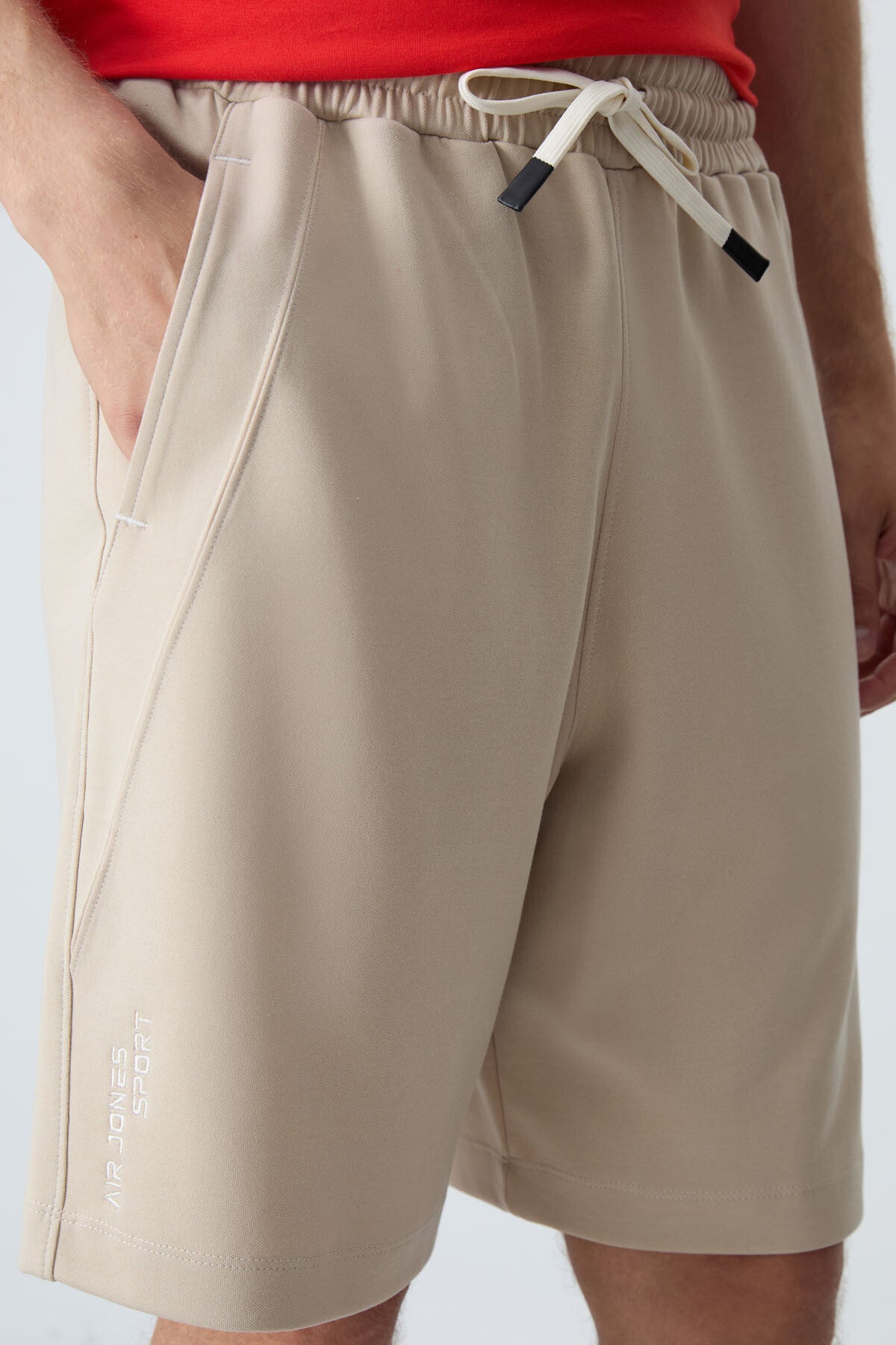 Bej Pamuklu Kalın Yumuşak Dokulu Standart Fit Basic Erkek Şort  - 81278