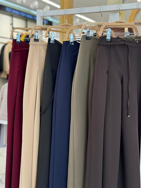 Bel Bağlama Detaylı Pileli Salaş Pantolon 0084