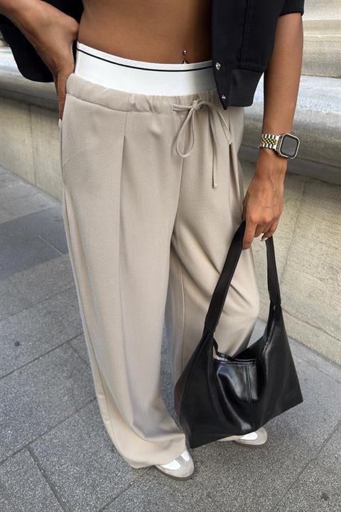 Beli Lastik Detaylı Rahat Pantolon 0087