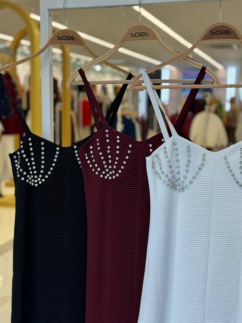 Belina Taş Detaylıı Mini Elbise 2804