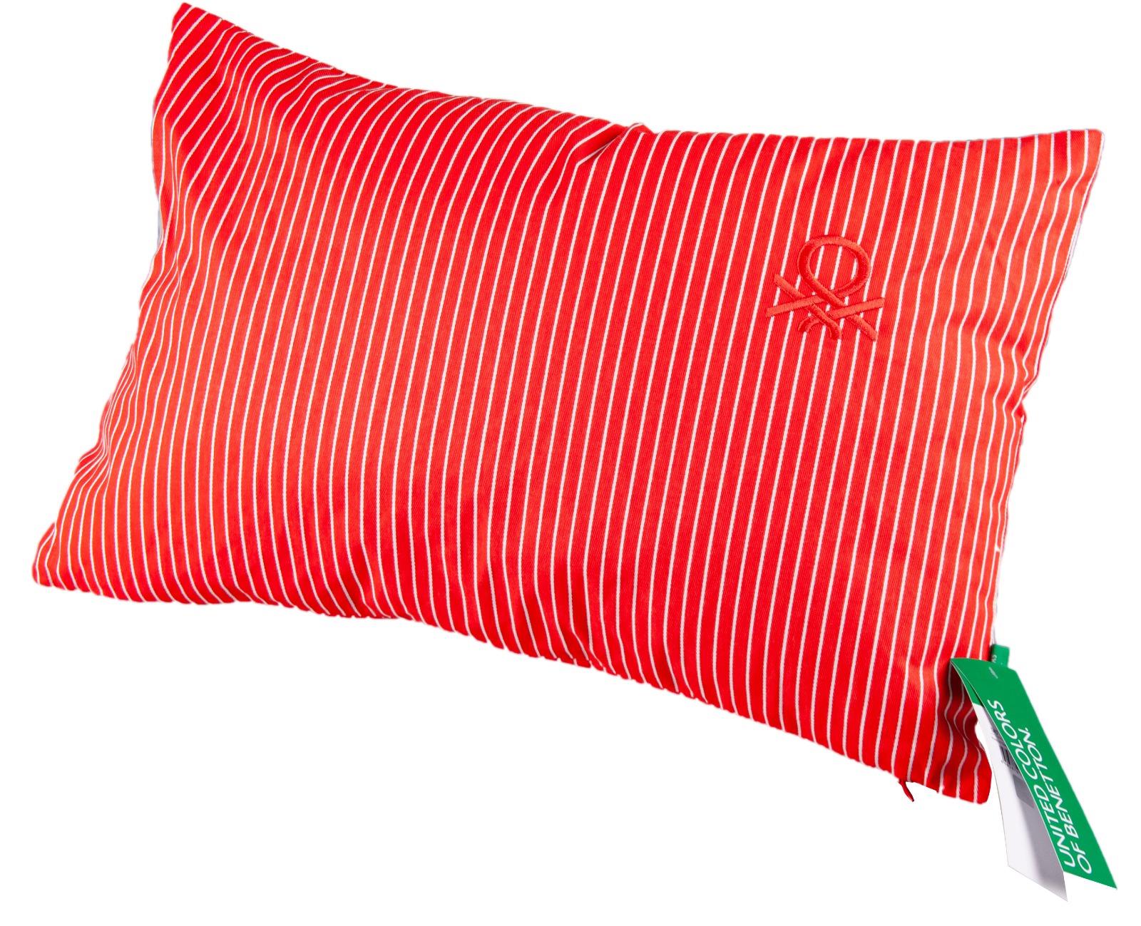 Benetton 100% Pamuk 35*50 Cm Çizgili Kırlent Dolu Kırmızı Çizgili