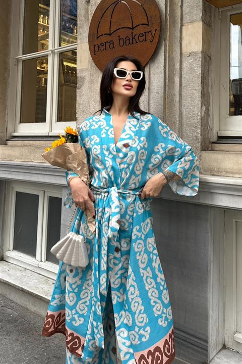 Berry Su Yollu Saten Kimono Takım 9714-08
