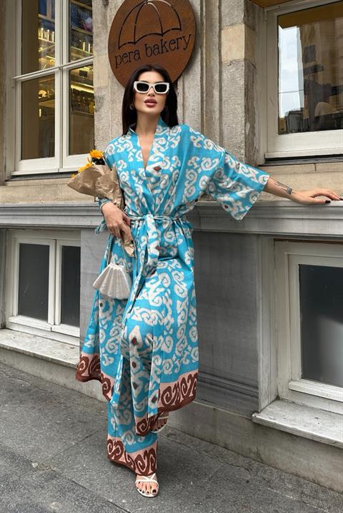 Berry Su Yollu Saten Kimono Takım 9714-08