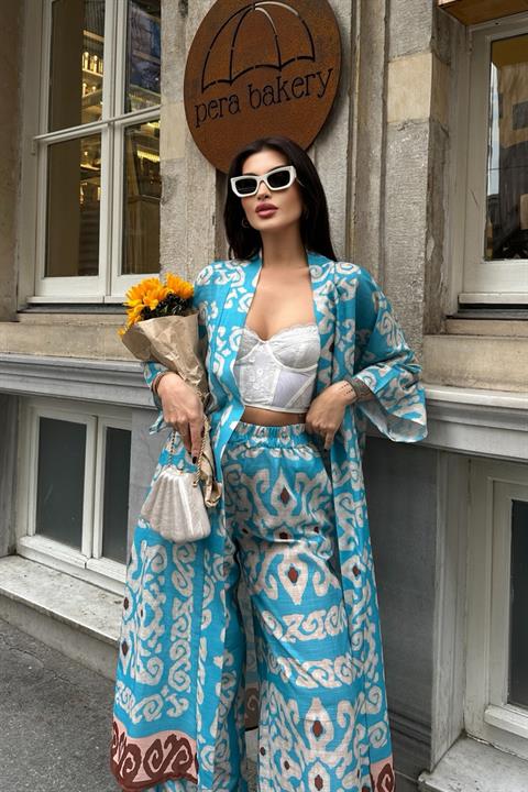 Berry Su Yollu Saten Kimono Takım 9714-08