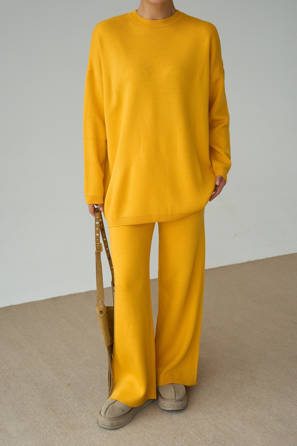 Dark Yellow Bicycle Collar Pants Set