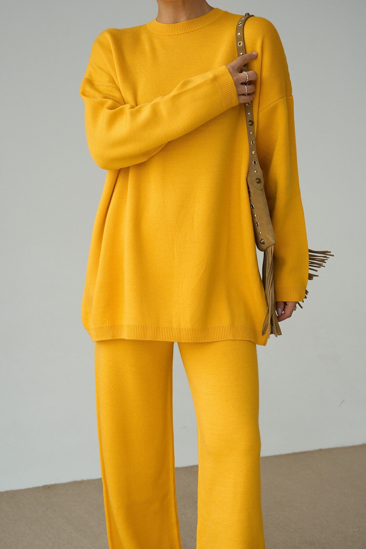 Dark Yellow Bicycle Collar Pants Set