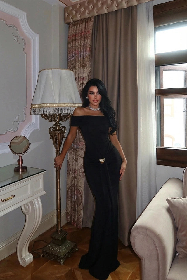 Siyah Allayia Uzun Elbise XS