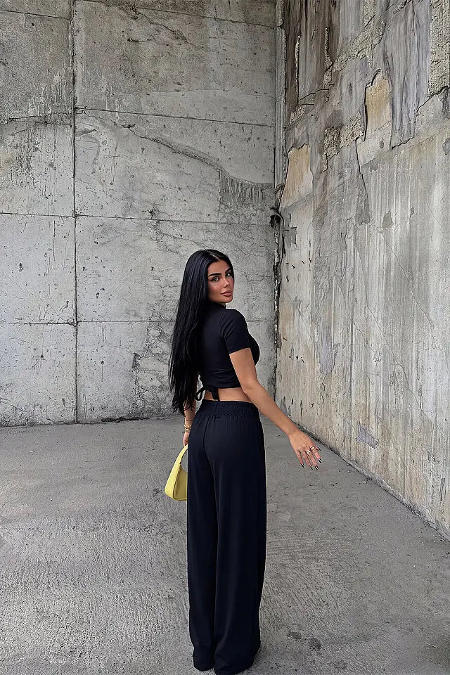 Siyah Basic Pantolonlu Takım