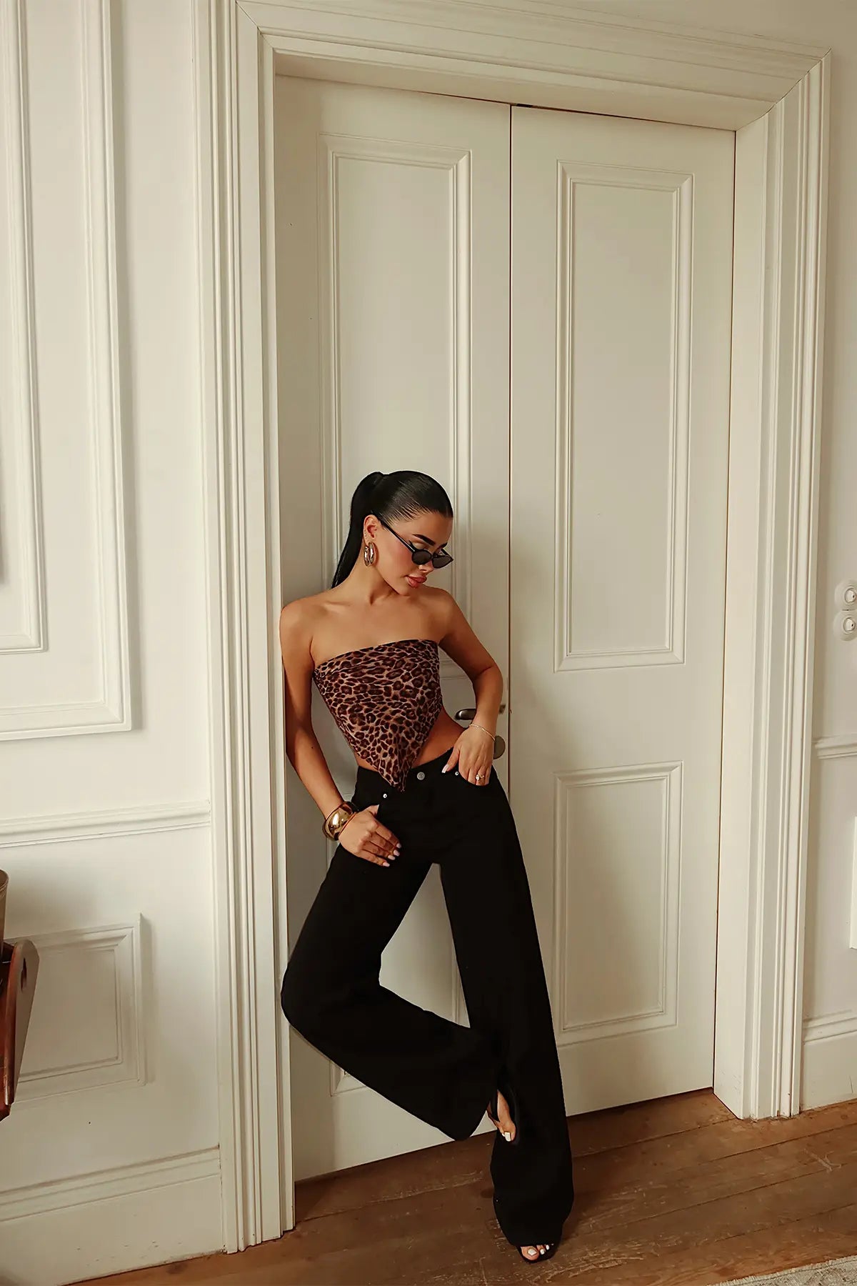 Black Pants with Button Detail