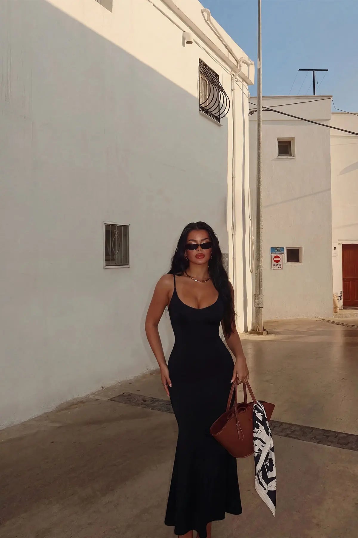 Siyah Carter Uzun Elbise