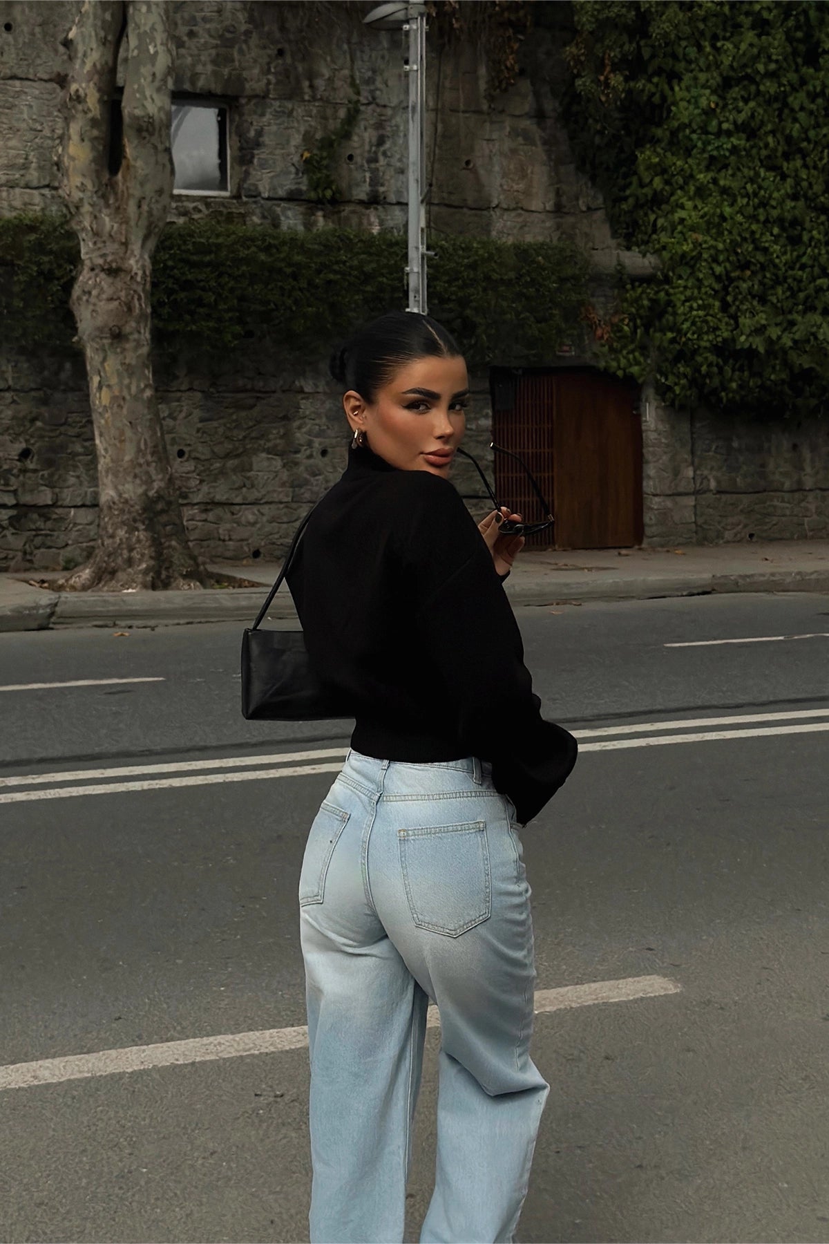 Siyah Balboa Çift Fermuarlı Triko Hırka