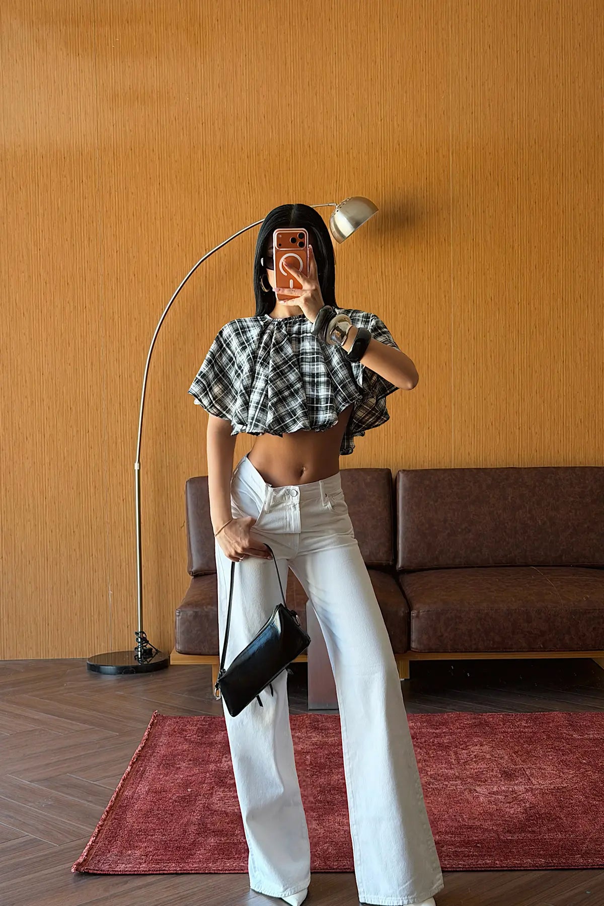 Siyah Pötikareli Crop Top