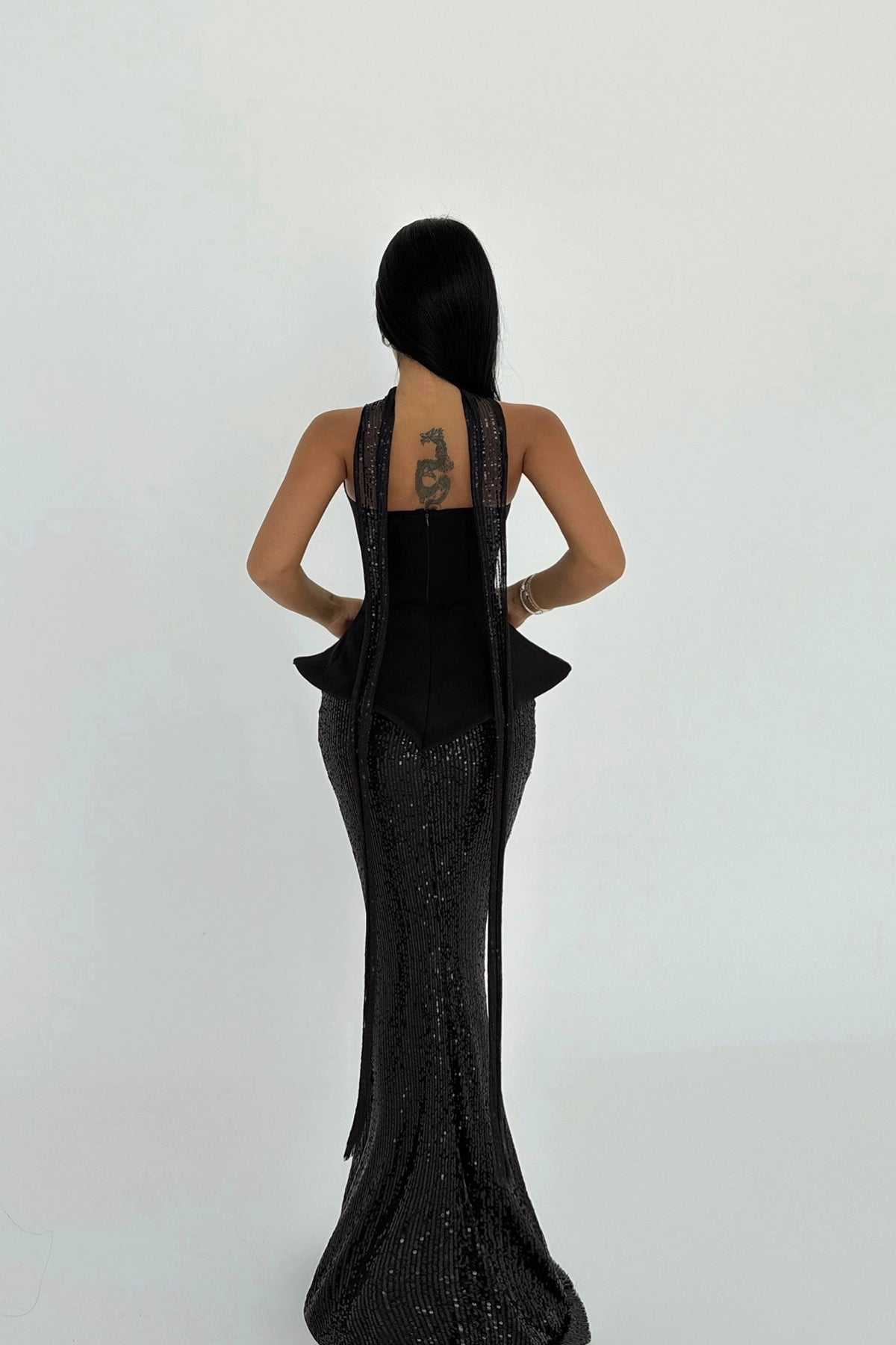 Siyah Viona Etek Üst Takım Abiye