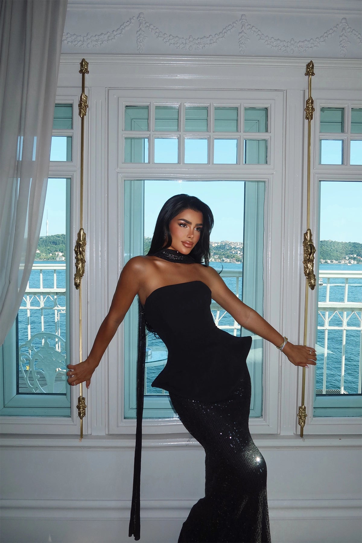 Siyah Viona Etek Üst Takım Abiye