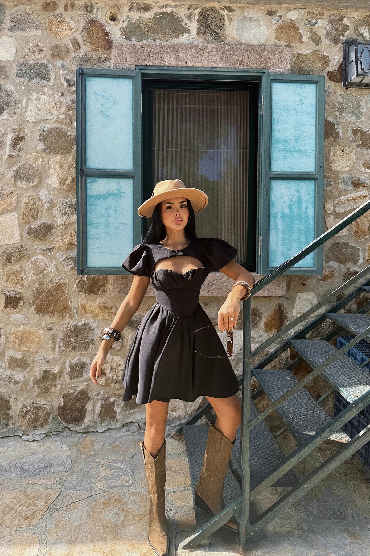 Siyah Mollie Mini Elbise