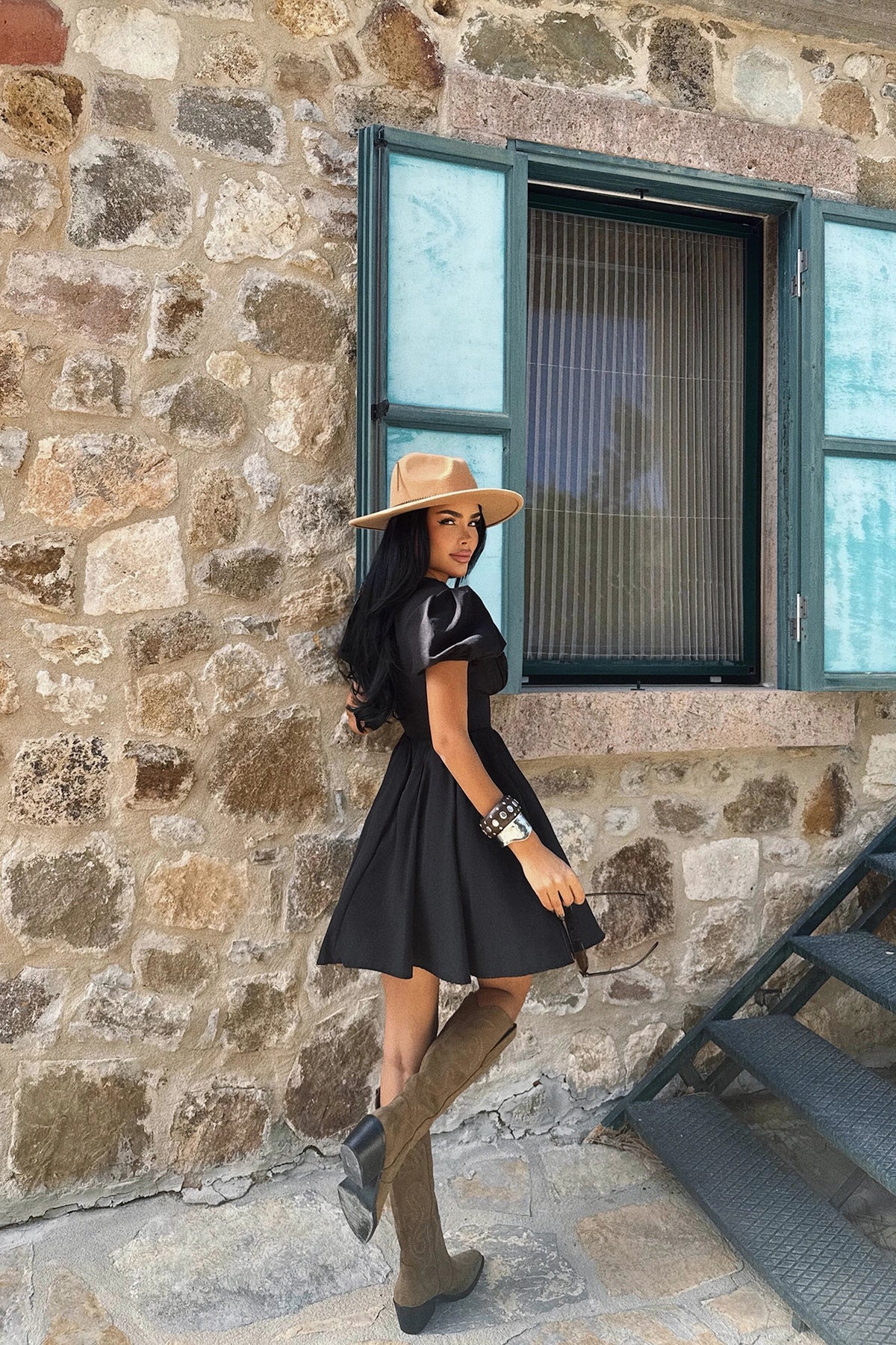 Siyah Mollie Mini Elbise