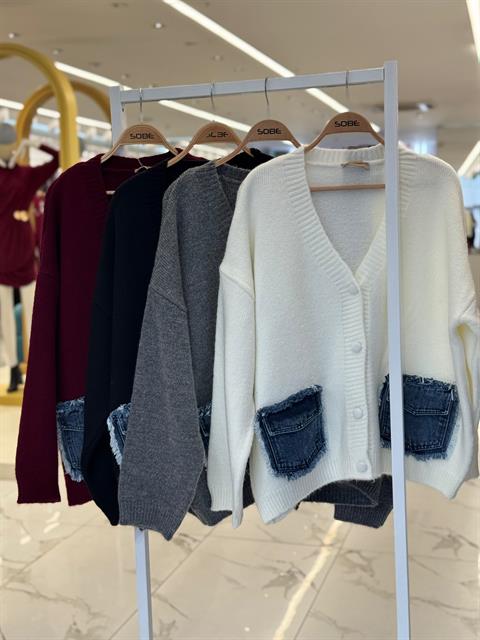 Blanc Denim Detaylı Triko Hırka 5187