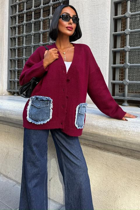 Blanc Denim Detaylı Triko Hırka 5187