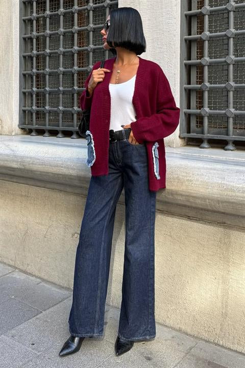 Blanc Denim Detaylı Triko Hırka 5187