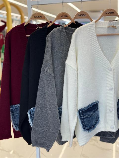 Blanc Denim Detaylı Triko Hırka 5187