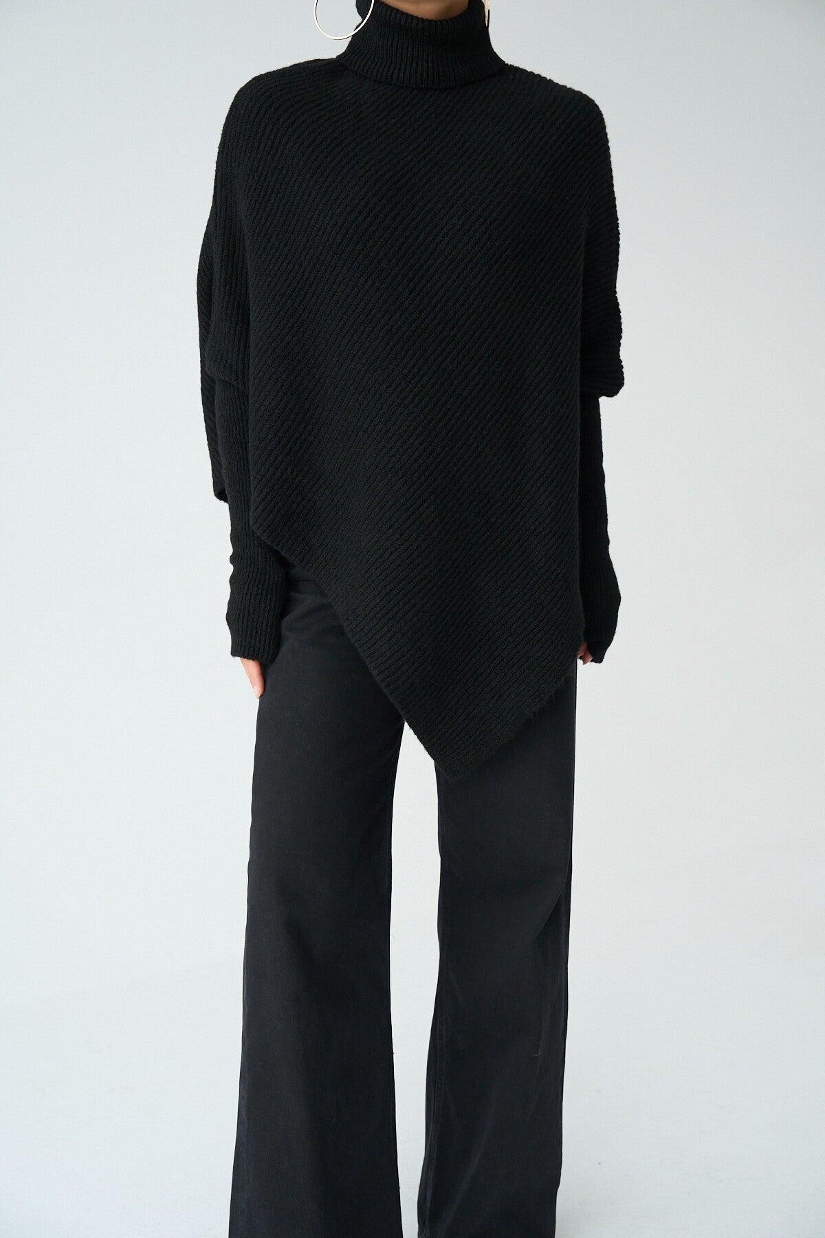 Black Turtleneck Knit Sweater