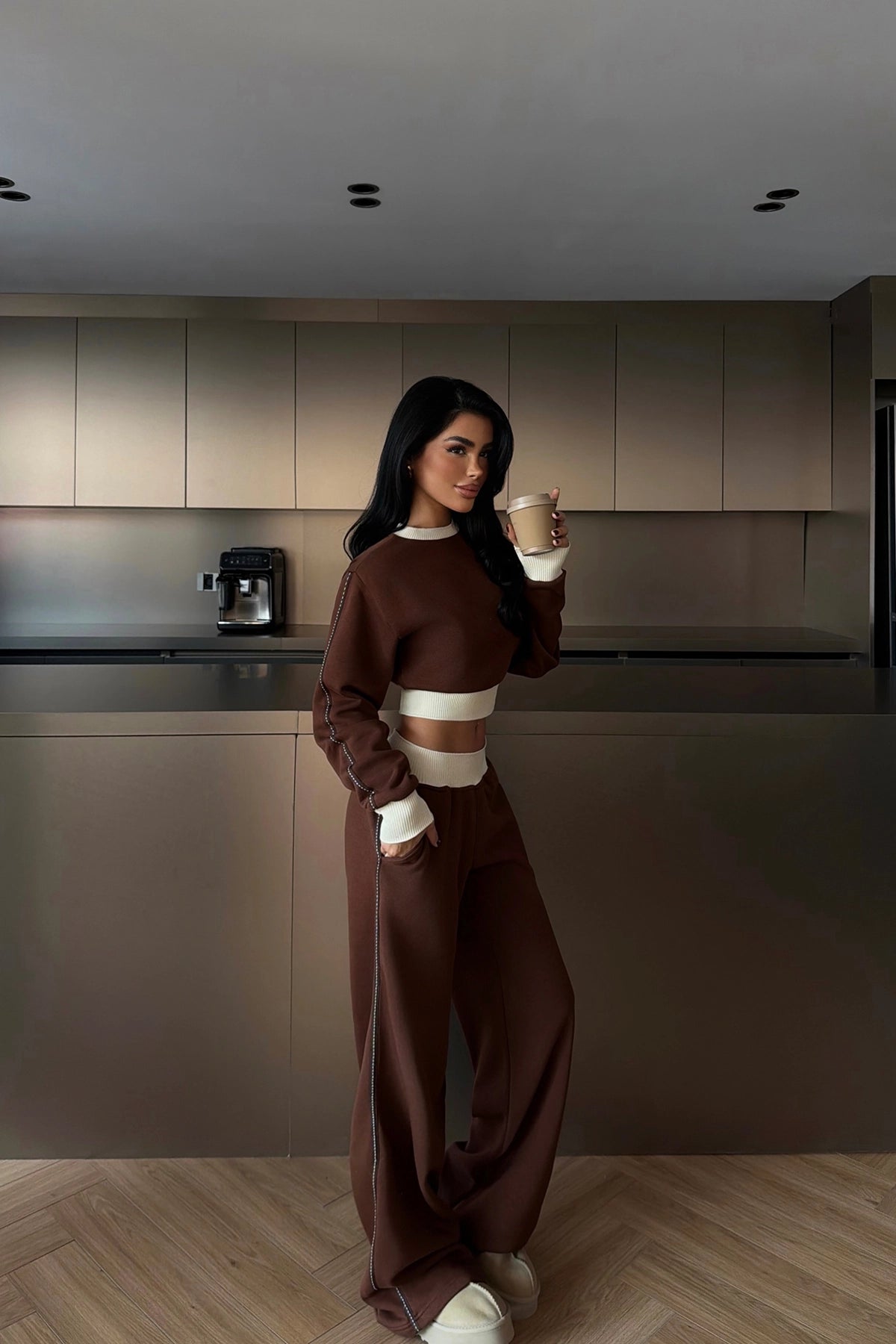 Kahverengi Quill Eşofman Takımı