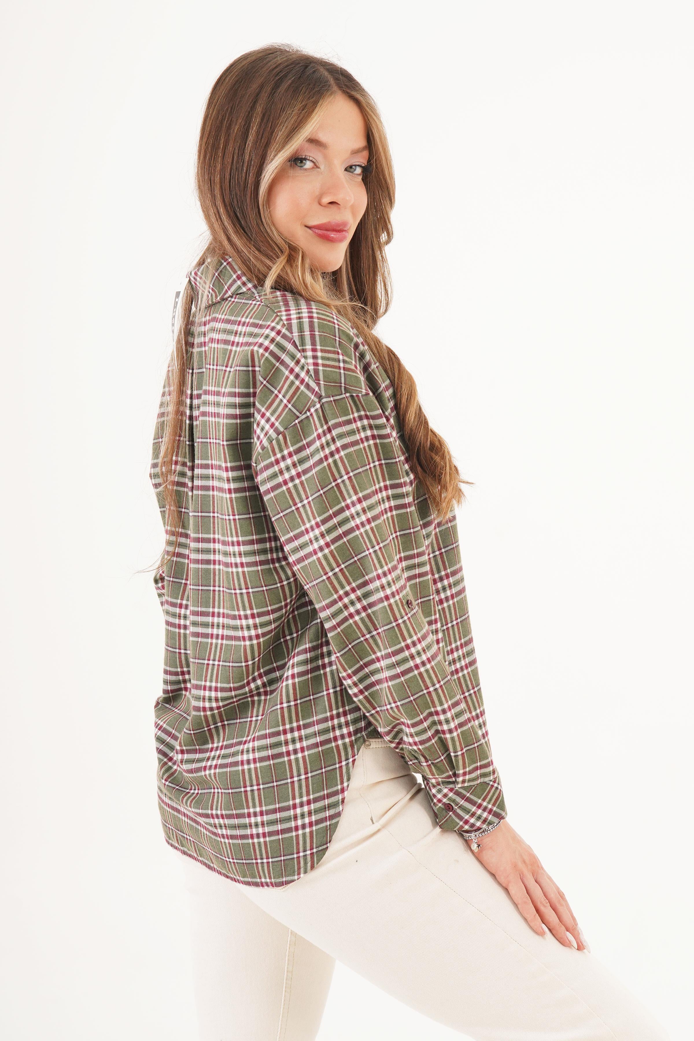 Ekose Desen Haki Toptan Oduncu Gömlek