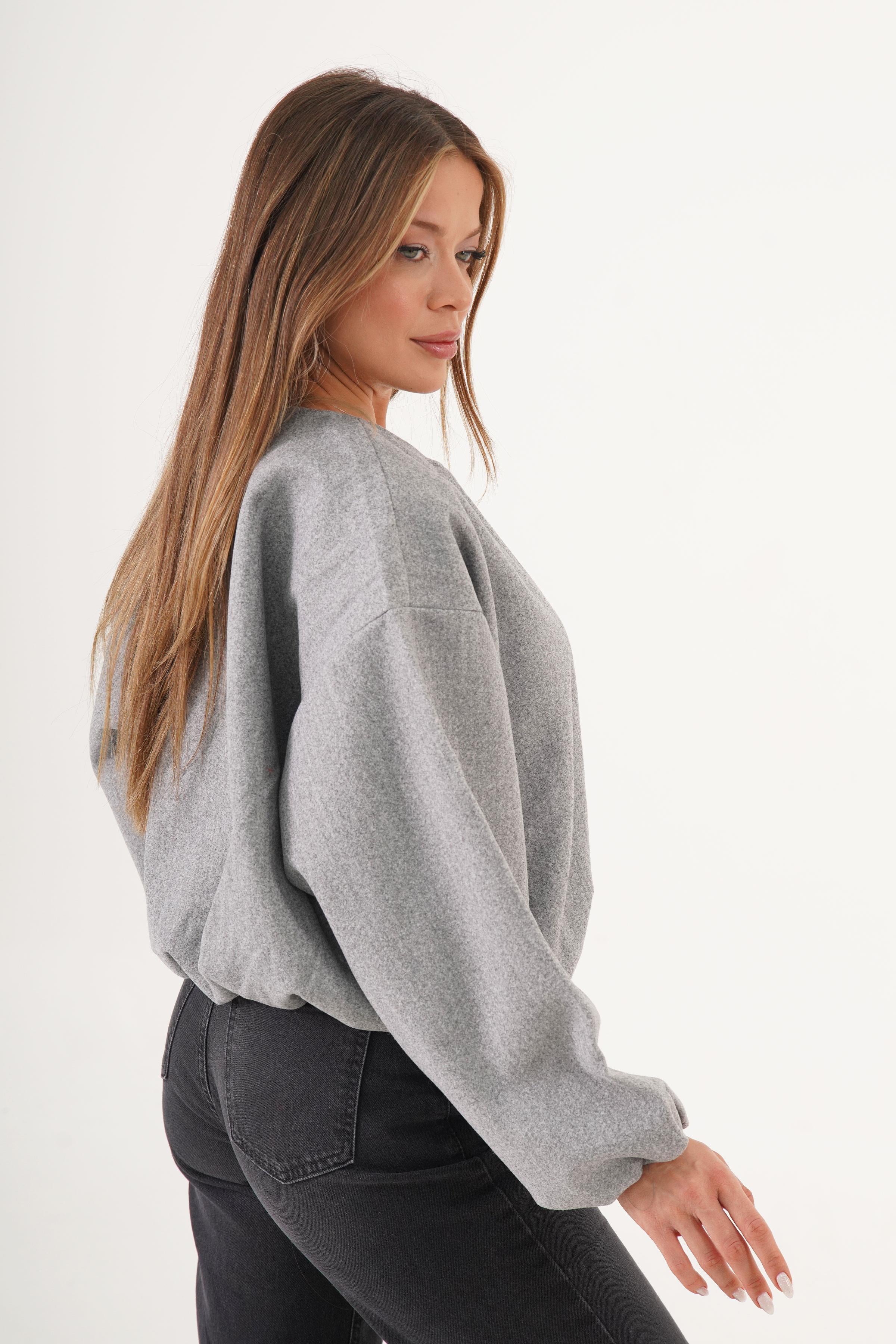 Fermuarlı İç Astarlı Bomber Gri Toptan Ceket