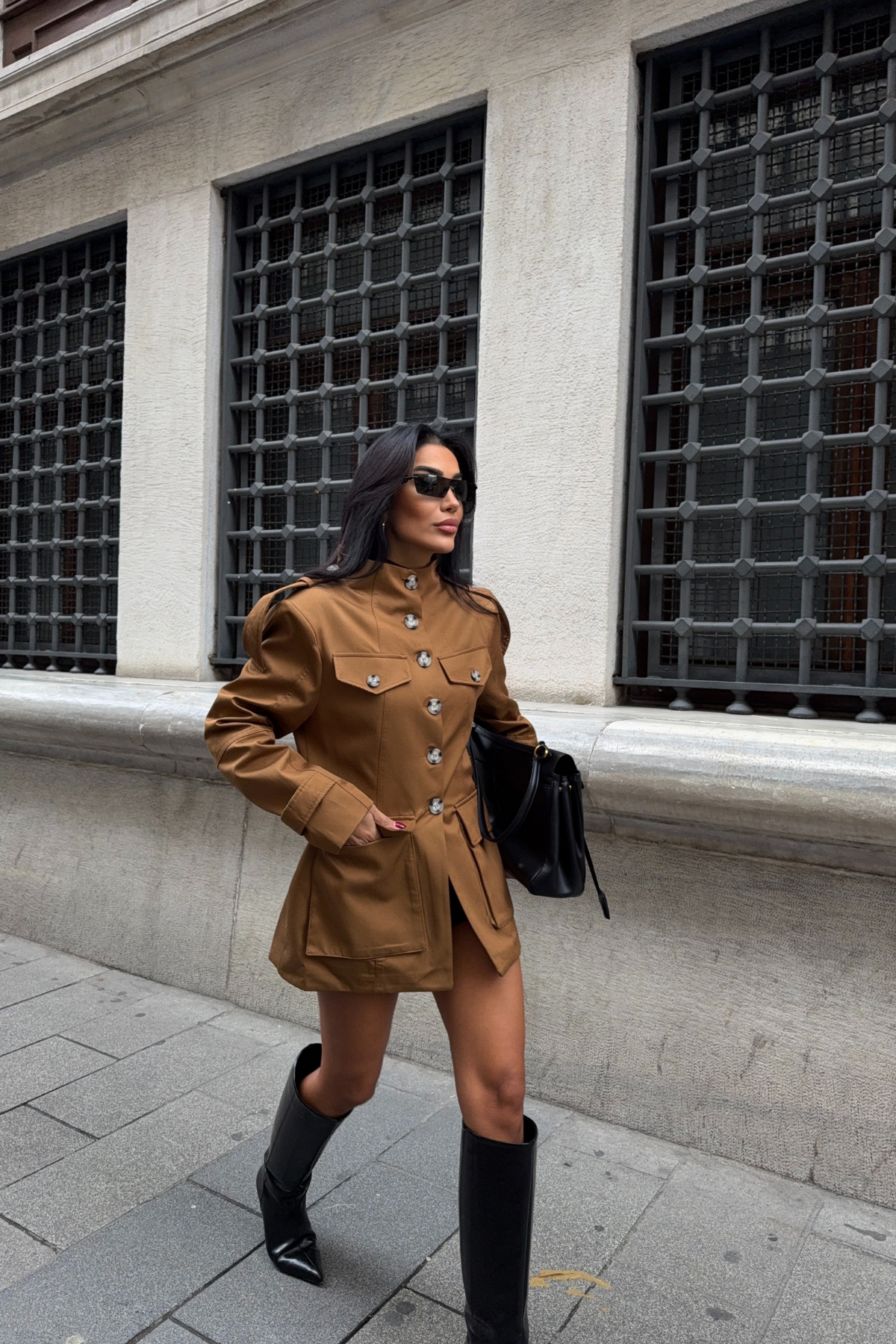 Camel Hakim Yaka Büyük Cepli Trenckot