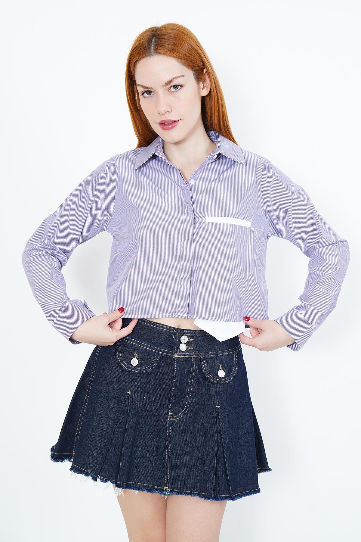 Cepcik Ve Düğme Detaylı Kot Toptan Etek