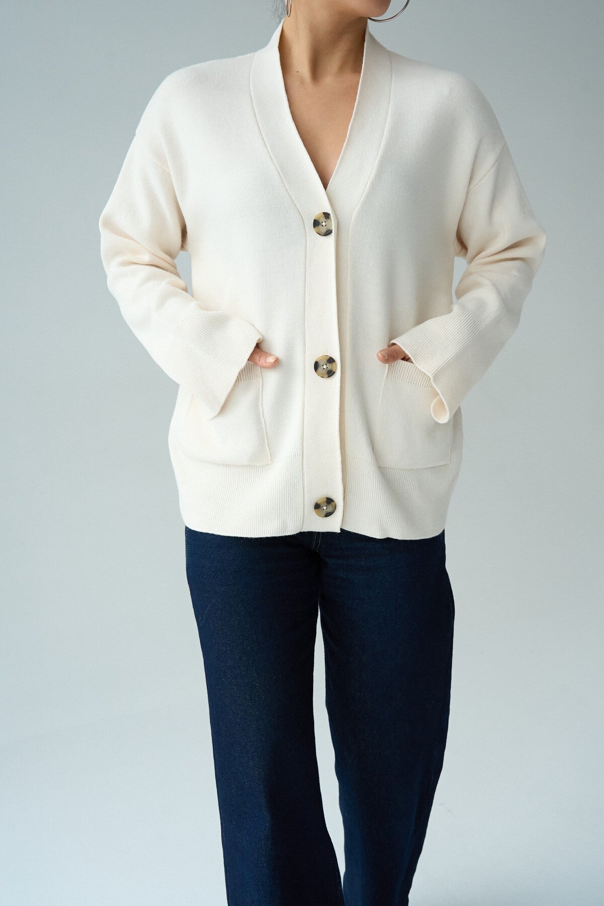 Cream Pocketed Cardigan