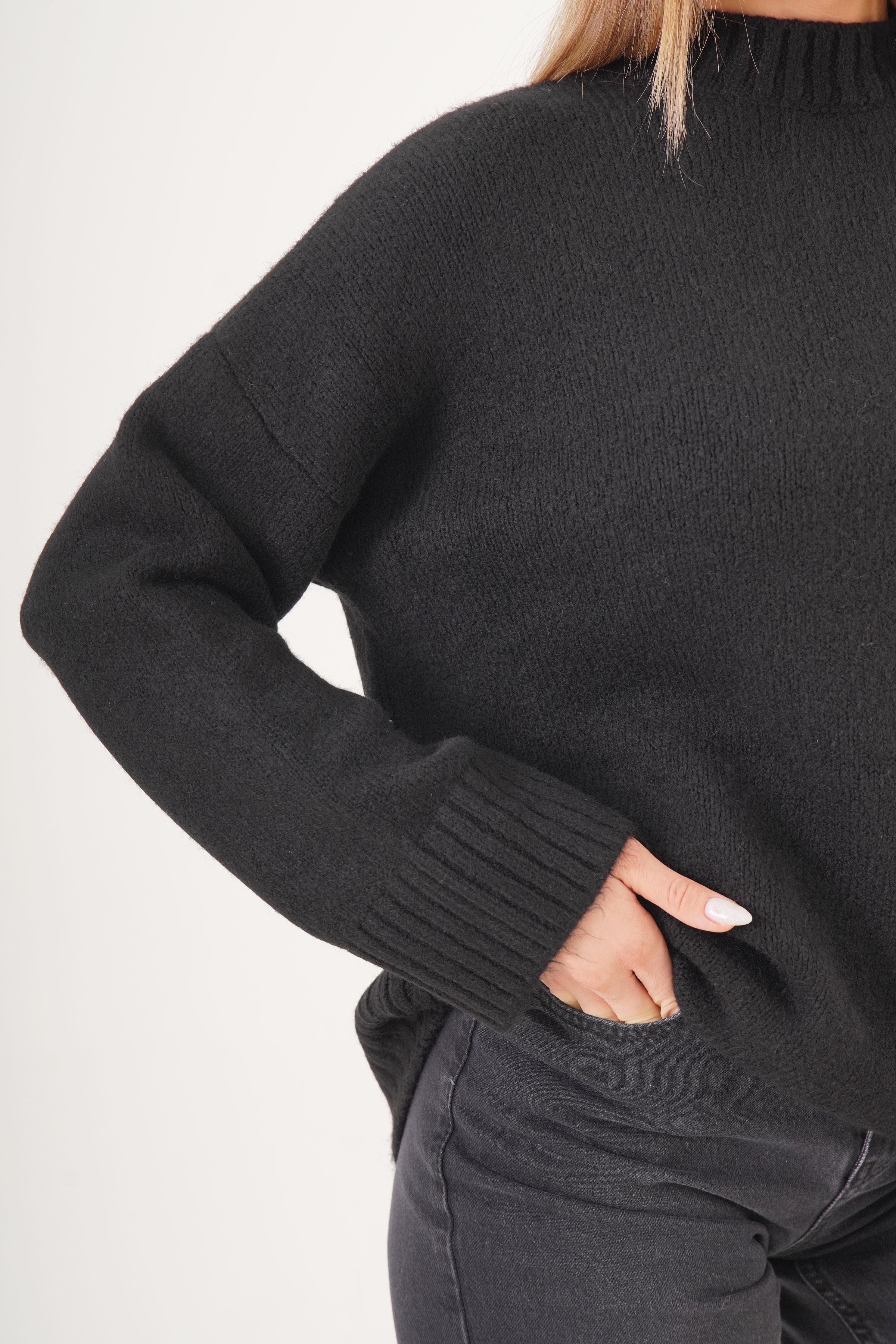 Ribana Detaylı Basic Toptan Siyah Kazak