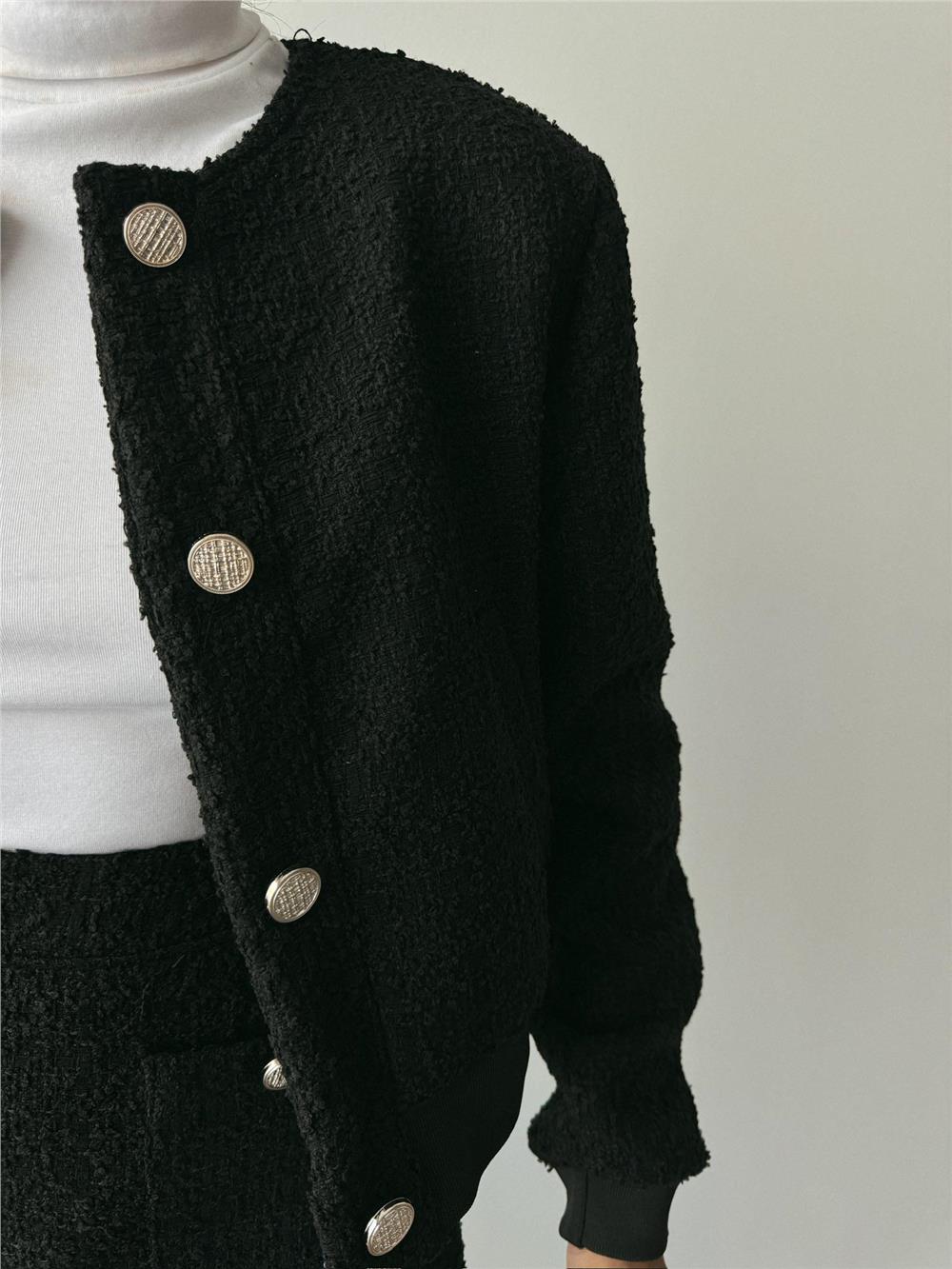 CHANEL CROP CEKET-KISA ETEK TAKIM - Siyah