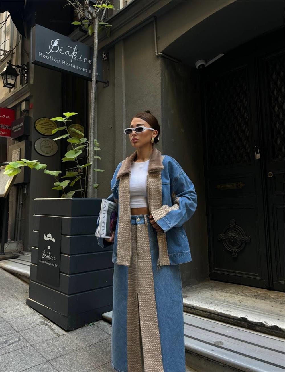 CHANEL GARNİLİ KOT MONT - Bej