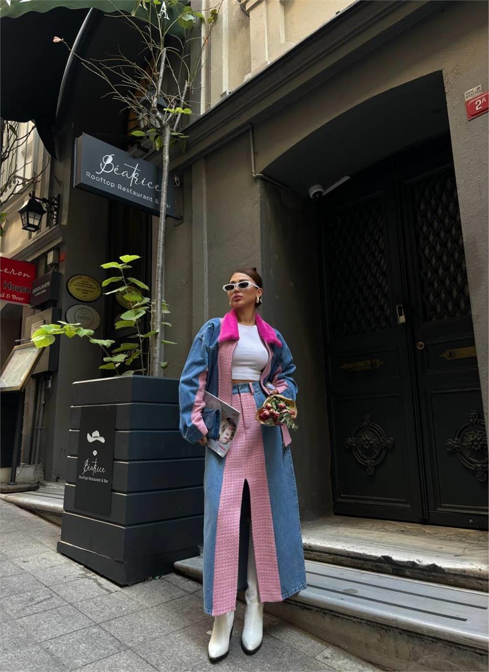 CHANEL GARNİLİ KOT MONT - Fuşya