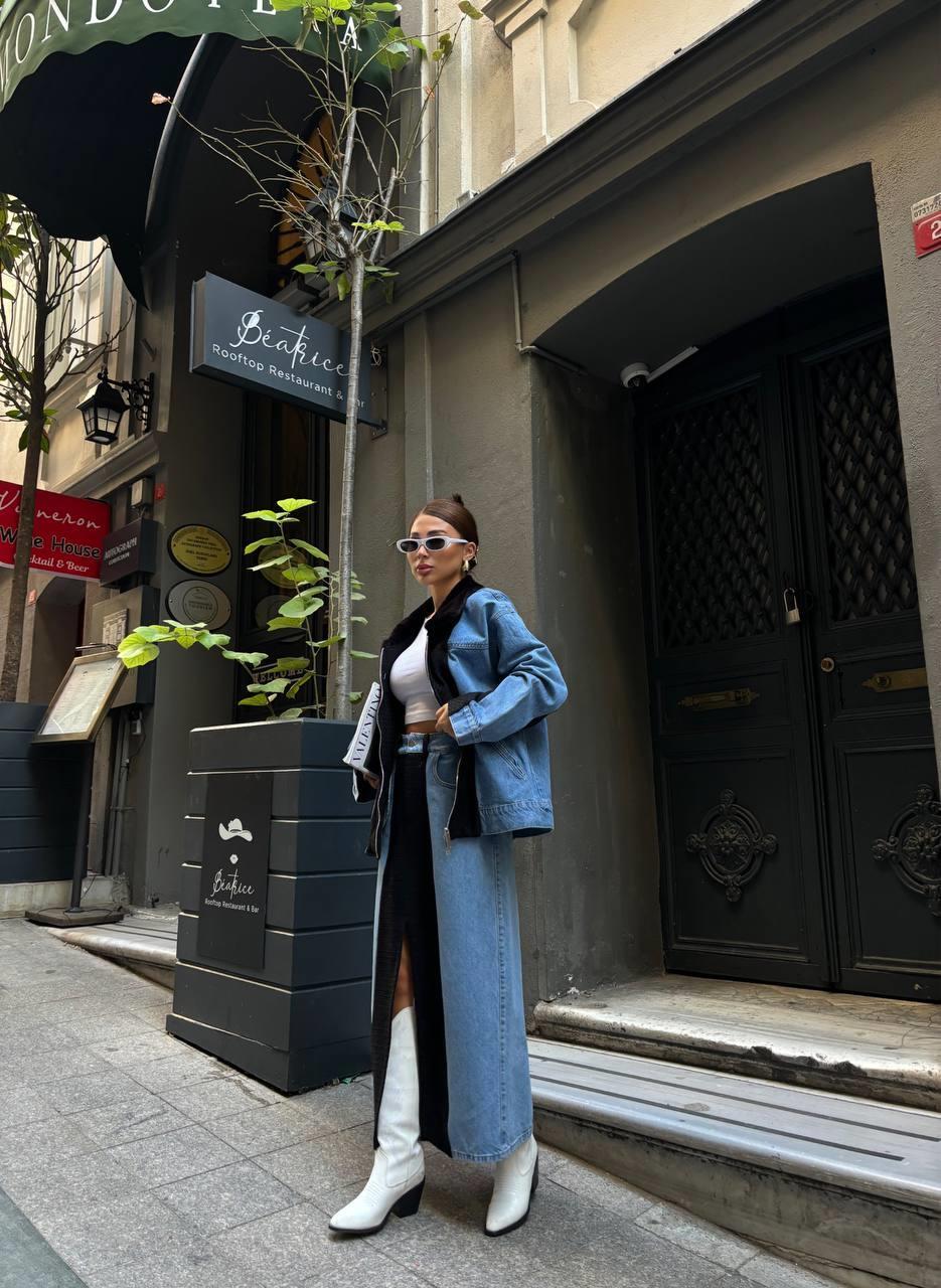 CHANEL GARNİLİ KOT MONT - Siyah