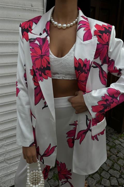 Çiçekli Chanel Saten Takım 10040