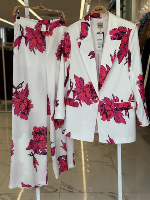 Çiçekli Chanel Saten Takım 10040