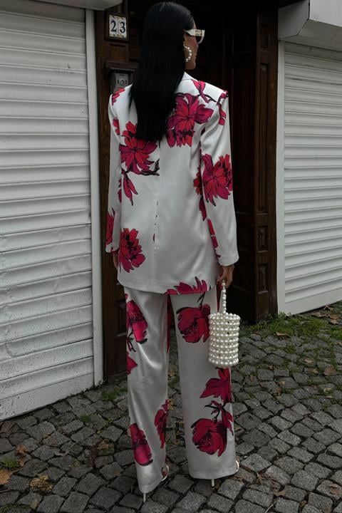 Çiçekli Chanel Saten Takım 10040