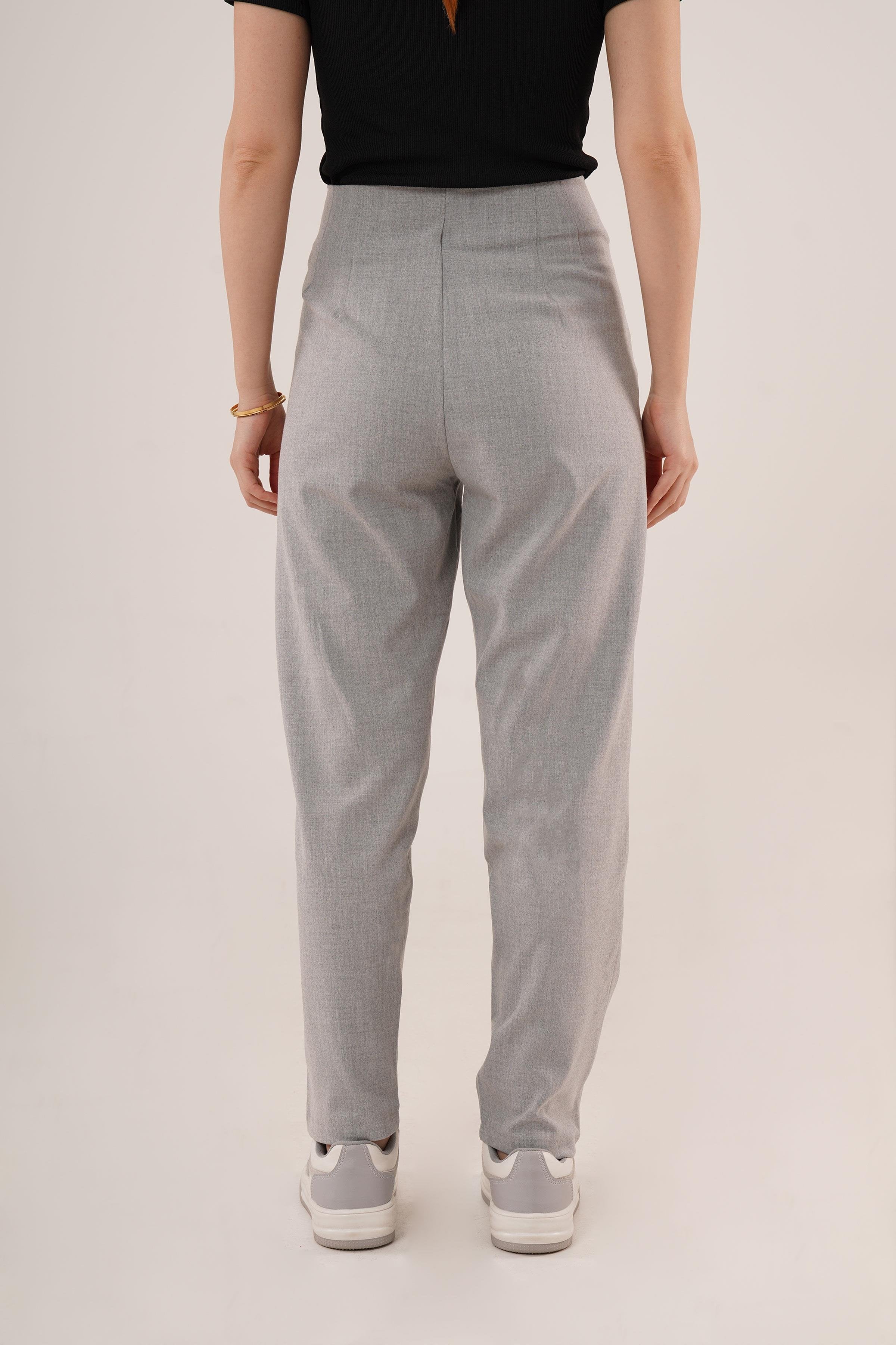 Çift Pens Detaylı Toptan Gri Pantolon