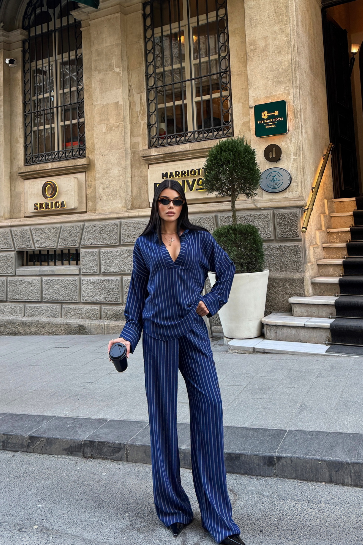 ÇİZGİLİ BLUZ - PANTOLON TAKIM - Lacivert