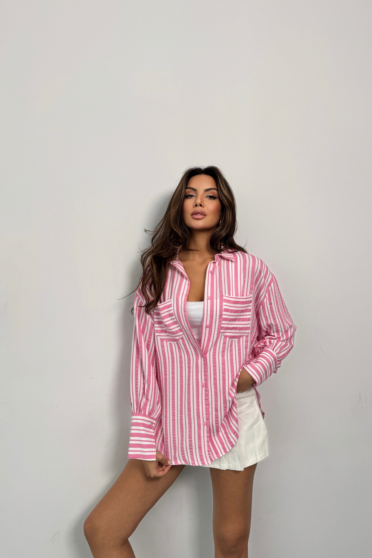 ÇİZGİLİ GÖMLEK - Pembe