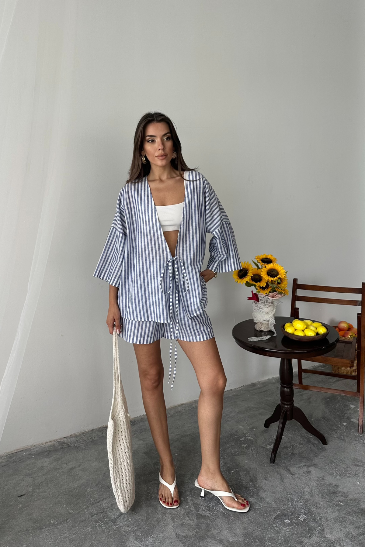 ÇİZGİLİ TUNİK - ŞORT TAKIM - Lacivert