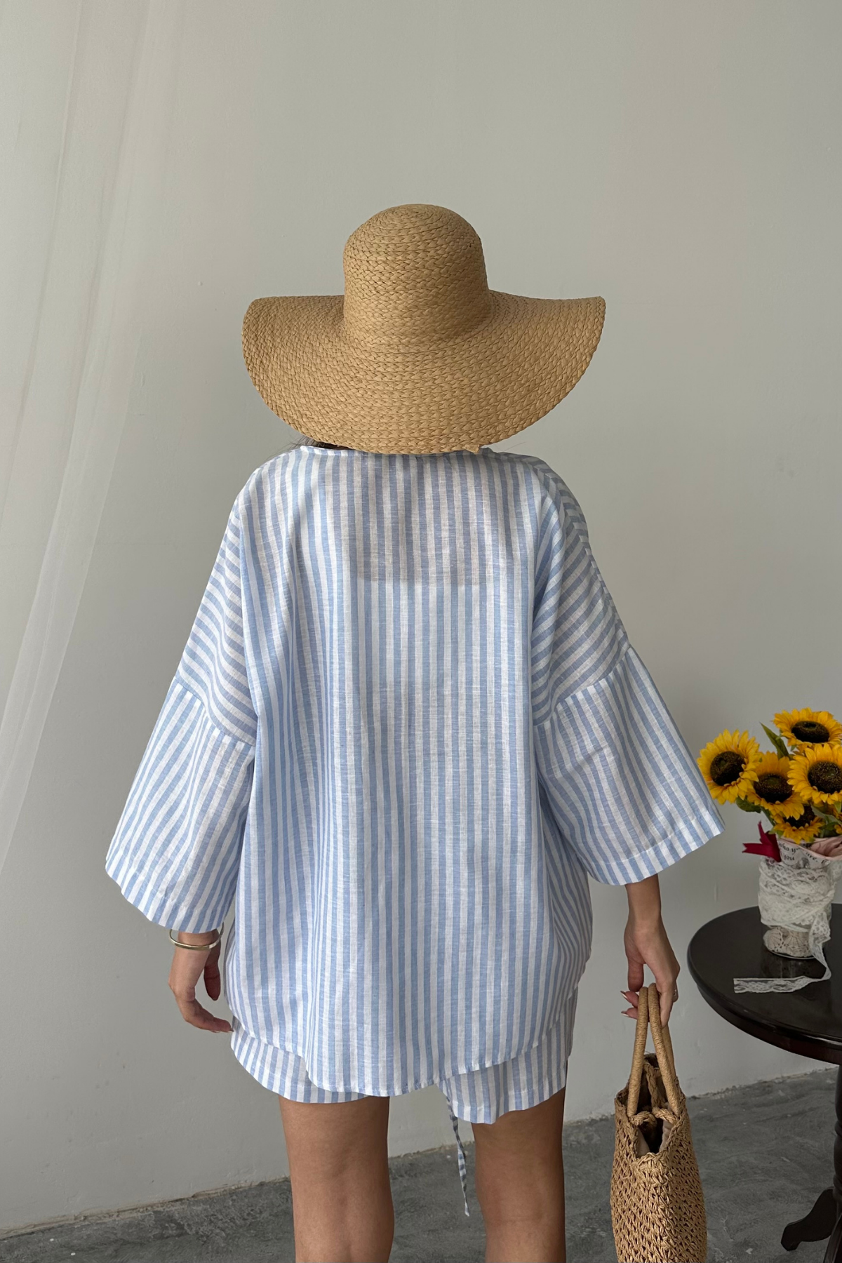 ÇİZGİLİ TUNİK - ŞORT TAKIM - Mavi