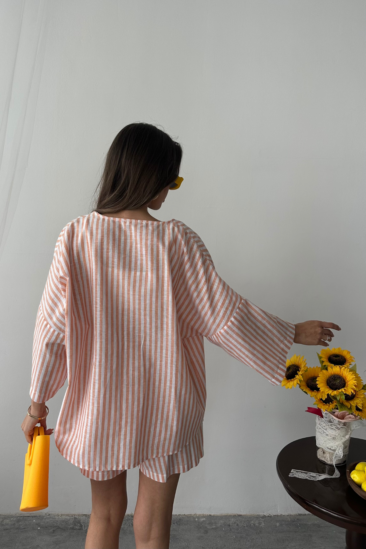 ÇİZGİLİ TUNİK - ŞORT TAKIM - Orange