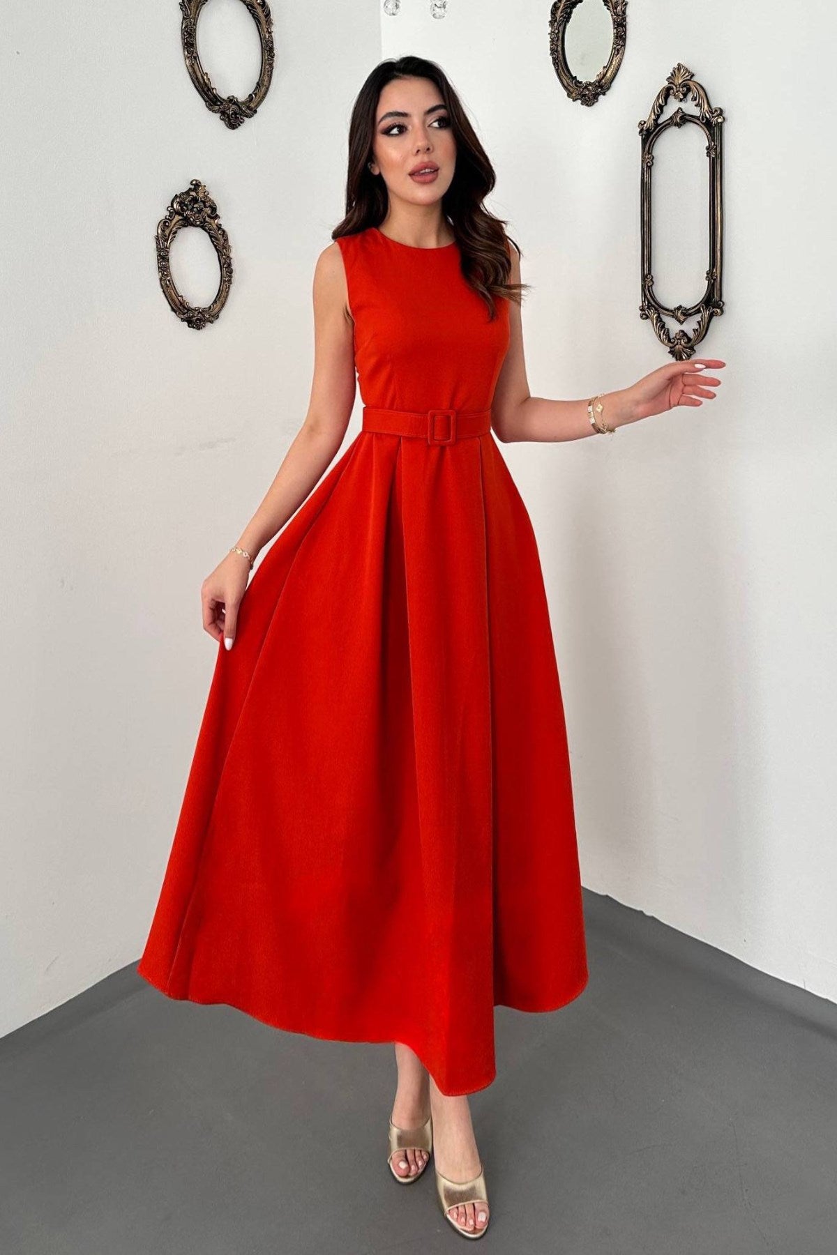 CORAL Halter Yaka Kloş Elbise