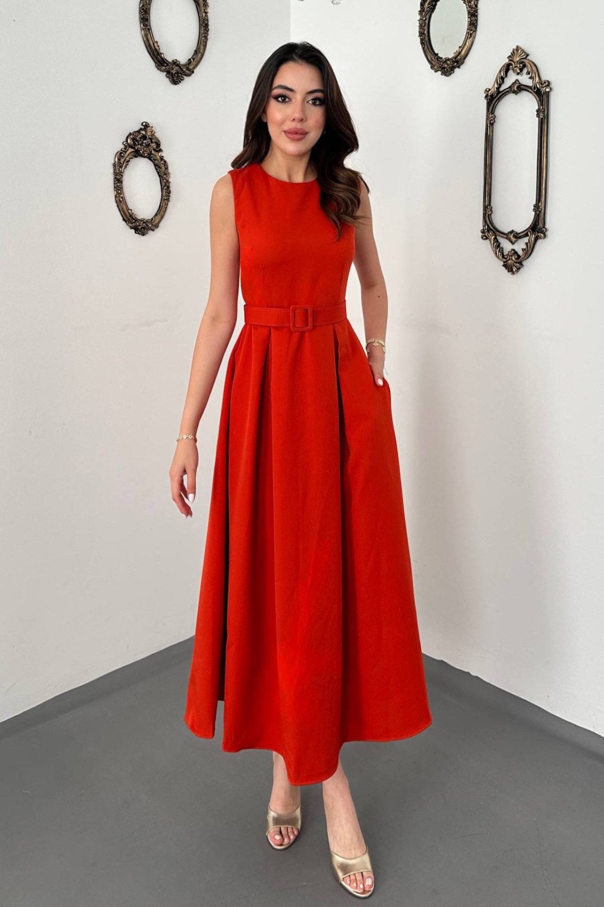 CORAL Halter Yaka Kloş Elbise
