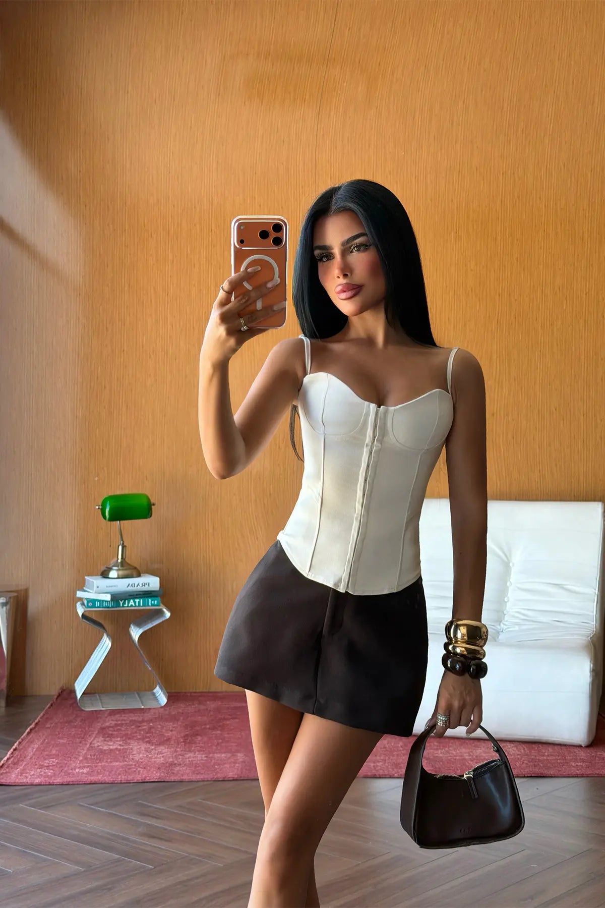Krem Askılı Crop Top